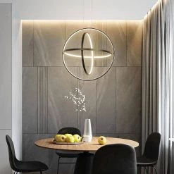 60-Watt Integrated LED Black Ringed Adjustable Pendant Light by JAZAVA -JAZAVA Sales Store black jazava chandeliers hdp20006a 60wdm 44 1000