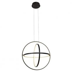60-Watt Integrated LED Black Ringed Adjustable Pendant Light by JAZAVA