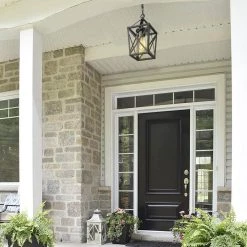 1-Light Black Outdoor Industrial Pendant Light with Clear Glass Shade by JAZAVA -JAZAVA Sales Store black jazava chandeliers hdzd18 h bk 1f 1000