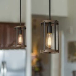 1-Light Matte Black/Wood Single Chandelier Pendant Light with Metal Shade by JAZAVA -JAZAVA Sales Store black jazava chandeliers pda1141 fbdt 4f 1000