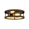 12.9 in. 2-Light Wood and Matte Black Flush Mount by JAZAVA