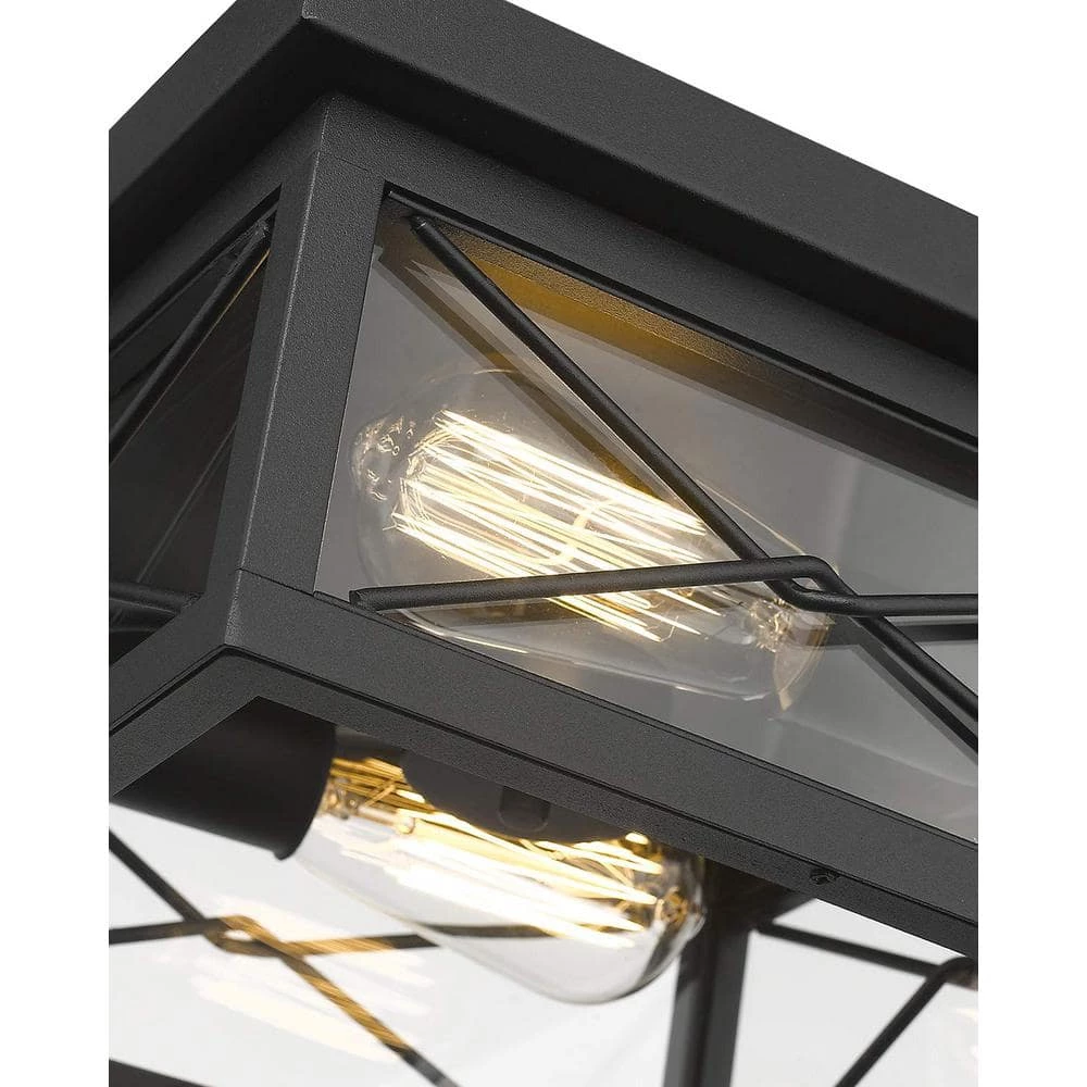 12 in. 2-Light Black Flush Mount Farmhouse Ceiling Light by JAZAVA 2 12 in. 2-Light Black Flush Mount Farmhouse Ceiling Light by JAZAVA - Image 2