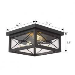 12 in. 2-Light Black Flush Mount Farmhouse Ceiling Light by JAZAVA 11 12 in. 2-Light Black Flush Mount Farmhouse Ceiling Light by JAZAVA -JAZAVA Sales Store black jazava flush mount lights hd0387b cl bk fa 1000