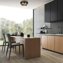 13 in. 2-Light Black Flush Mount with Metal Shade by JAZAVA -JAZAVA Sales Store black jazava flush mount lights hd4fw01 f bk 1f 1000