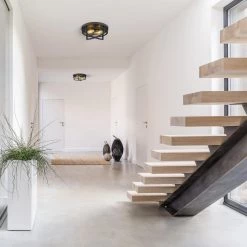 13 in. 2-Light Black Flush Mount with Metal Shade by JAZAVA -JAZAVA Sales Store black jazava flush mount lights hd4fw01 f bk c3 1000