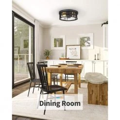 13 in. 2-Light Black Finish with Seeded Glass Flush Mount Ceiling Light by JAZAVA -JAZAVA Sales Store black jazava flush mount lights hd4fw17 f bkdm 31 1000