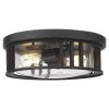 13 in. 2-Light Black Finish with Seeded Glass Flush Mount Ceiling Light by JAZAVA