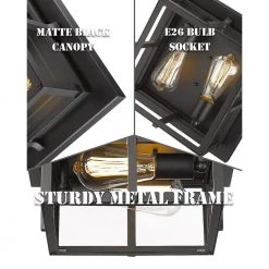 12.2 in 1-Light Black Metal Flush Mount by JAZAVA -JAZAVA Sales Store black jazava flush mount lights hd5hw29fglass 4f 1000