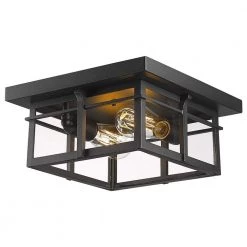 12.2 in 1-Light Black Metal Flush Mount by JAZAVA