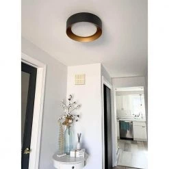 13.8 in. 1-Light Living Room Hallway Bedroom Black Flush Mount Ceiling Light Fixture by JAZAVA -JAZAVA Sales Store black jazava flush mount lights hdc3336xs bk 44 1000