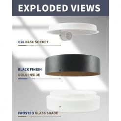 13.8 in. 1-Light Living Room Hallway Bedroom Black Flush Mount Ceiling Light Fixture by JAZAVA -JAZAVA Sales Store black jazava flush mount lights hdc3336xs bk 4f 1000