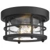 10 in. 2-Light Black Flush Mount Farmhouse Ceiling Light with Seeded Glass by JAZAVA
