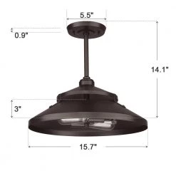 15.7 in. 2-Light Black Semi-Flush Mount by JAZAVA -JAZAVA Sales Store black jazava flush mount lights sma1129 orb 4f 1000