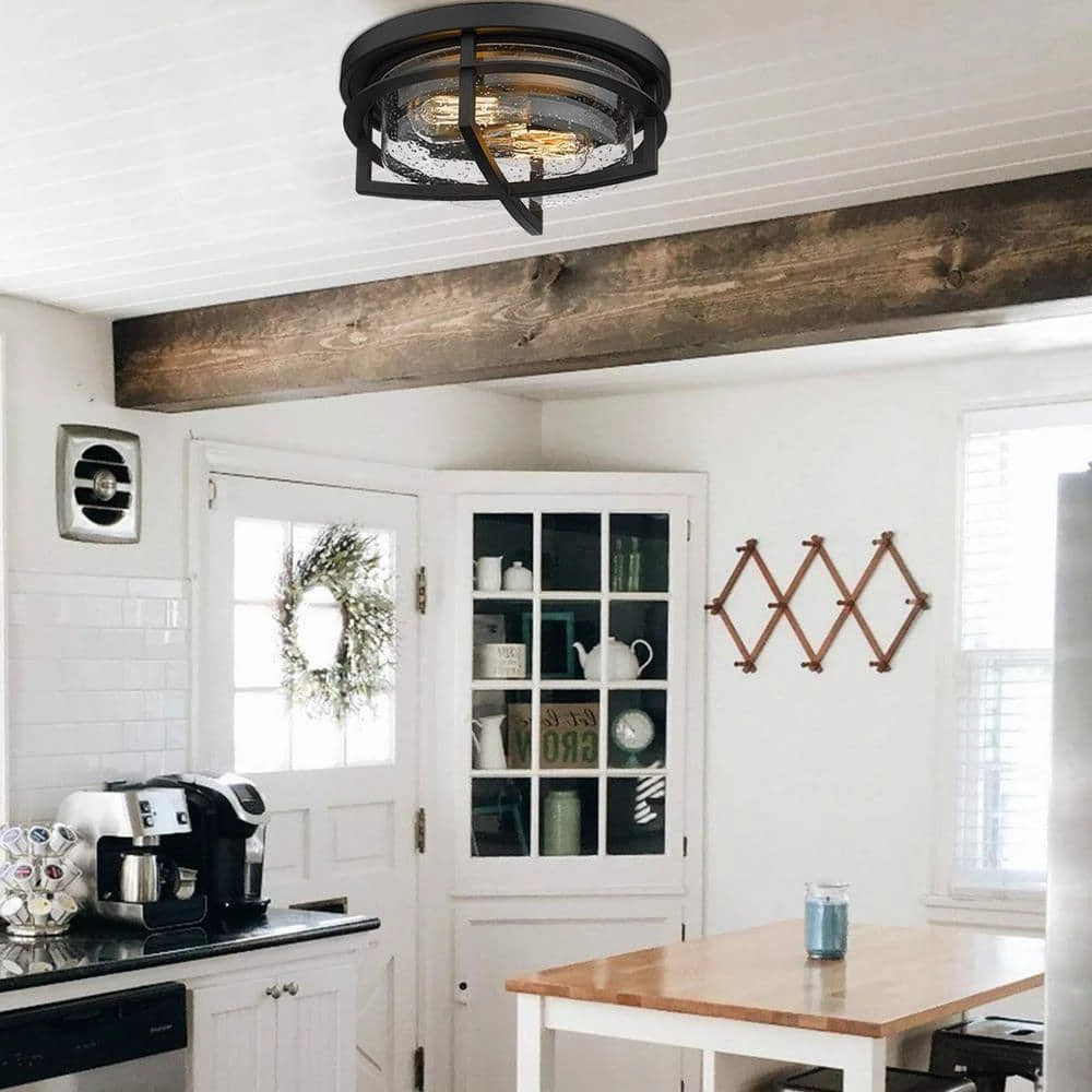 13 in. 2 Light Farmhouse Flush Mount by JAZAVA 5 13 in. 2 Light Farmhouse Flush Mount by JAZAVA - Image 5