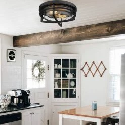 13 in. 2 Light Farmhouse Flush Mount by JAZAVA 7 13 in. 2 Light Farmhouse Flush Mount by JAZAVA -JAZAVA Sales Store black jazava flush mount lights zw17 f bk 4f 1000