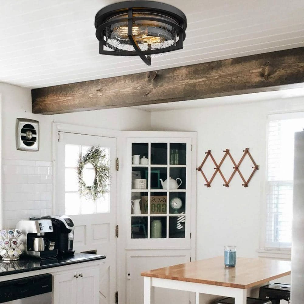 13 in. 2 Light Farmhouse Flush Mount by JAZAVA 3 13 in. 2 Light Farmhouse Flush Mount by JAZAVA - Image 3