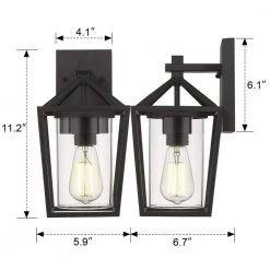 1 Light Black 11.2 in. H Hardwired Outdoor Wall Lantern Sconce Lantern (Pack of 2) by JAZAVA -JAZAVA Sales Store black jazava outdoor sconces 20065b3 2pk 1f 1000