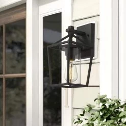 1 Light Black 11.2 in. H Hardwired Outdoor Wall Lantern Sconce Lantern (Pack of 2) by JAZAVA -JAZAVA Sales Store black jazava outdoor sconces 20065b3 2pk 4f 1000