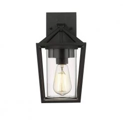 1 Light Black 11.2 in. H Hardwired Outdoor Wall Lantern Sconce Lantern by JAZAVA -JAZAVA Sales Store black jazava outdoor sconces 20065b3 4f 1000