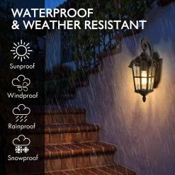 1-Light 17.5 in. Black Finish Shade Dusk to Dawn Hardwired Sensor Outdoor Wall Lantern Light Sconce by JAZAVA -JAZAVA Sales Store black jazava outdoor sconces hdwe215b pc bg 1f 1000