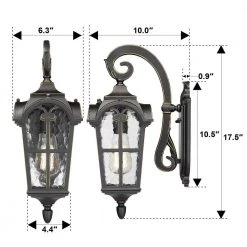 1-Light 17.5 in. Black Finish Shade Dusk to Dawn Hardwired Sensor Outdoor Wall Lantern Light Sconce by JAZAVA -JAZAVA Sales Store black jazava outdoor sconces hdwe215b pc bg 40 1000