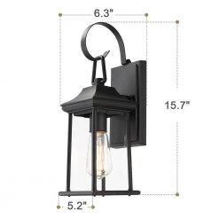 1-Light Black Hardwired Outdoor Wall Lantern Sconce with Clear Glass Shade by JAZAVA -JAZAVA Sales Store black jazava outdoor sconces hdwla1301 mbk 40 1000