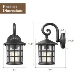 1-Light Black Seeded Glass Hardwired Outdoor Wall Lantern Light Sconce by JAZAVA -JAZAVA Sales Store black jazava outdoor sconces hdxe222b 2pkdm c3 1000