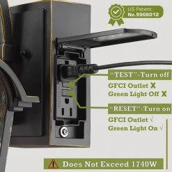 17.3 in. 1-Light Black Hardwired Outdoor Wall Lantern Sconce with Built-in GFCI Outlet Light 1-Pack by JAZAVA -JAZAVA Sales Store black jazava outdoor sconces hdzw42b g bgdm 1f 1000