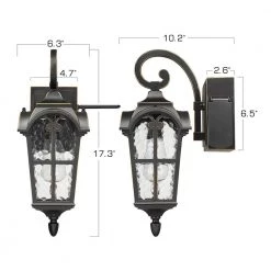 17.3 in. 1-Light Black Hardwired Outdoor Wall Lantern Sconce with Built-in GFCI Outlet Light 1-Pack by JAZAVA -JAZAVA Sales Store black jazava outdoor sconces hdzw42b g bgdm 40 1000