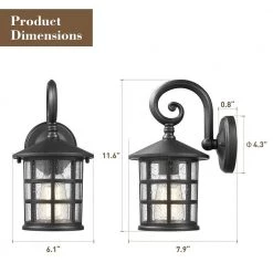 1-Light Black Harewired Outdoor Seeded Glass Outdoor Wall Lantern by JAZAVA -JAZAVA Sales Store black jazava outdoor sconces xe222b bk fa 1000