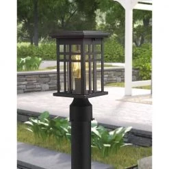 1-Light Black Outdoor Pier Mount Lights Post Lantern by JAZAVA 10 1-Light Black Outdoor Pier Mount Lights Post Lantern by JAZAVA -JAZAVA Sales Store black jazava post light sets hd20068 p bkdm 44 1000