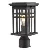 1-Light Black Outdoor Pier Mount Lights Post Lantern by JAZAVA