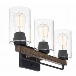 21 in. 3 Light Black Vanity Light with Glass Shade by JAZAVA -JAZAVA Sales Store black jazava vanity lighting hd10050dm 4f 1000