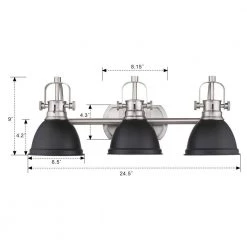 24 in. 3-Light Modern Black Finish Vanity Light with Metal Shade by JAZAVA -JAZAVA Sales Store black jazava vanity lighting hd4054h adm fa 1000