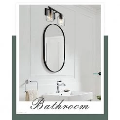 13 in. 2-Light Modern Matte Black Finish Vanity Light Wall Fixtures with Clear Glass by JAZAVA -JAZAVA Sales Store black jazava vanity lighting wz4815 2w bk 1f 1000