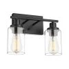 13 in. 2-Light Modern Matte Black Finish Vanity Light Wall Fixtures with Clear Glass by JAZAVA