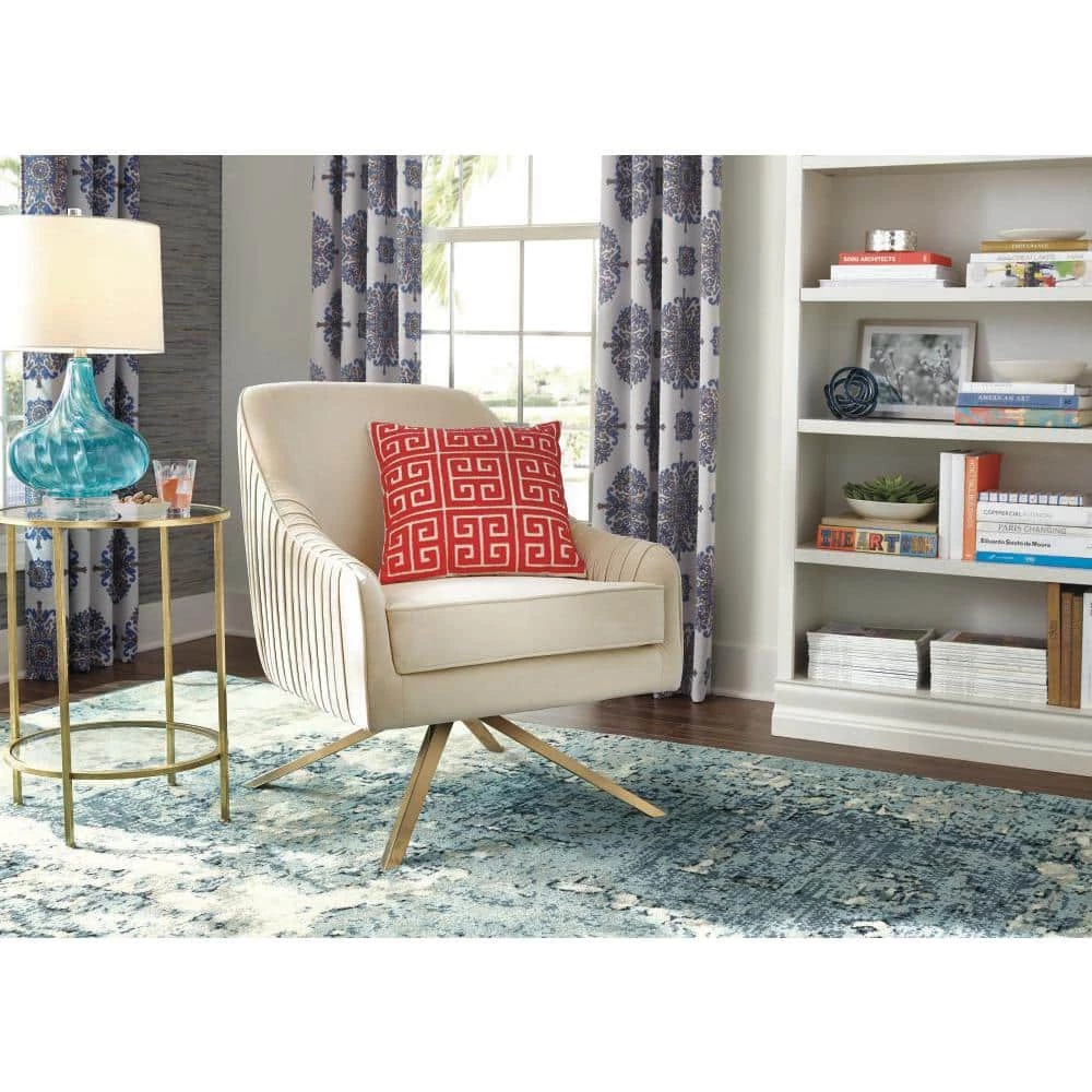 24 in. Light Blue Glass Table Lamp with Fabric Shade by Elegant Designs 4 24 in. Light Blue Glass Table Lamp with Fabric Shade by Elegant Designs - Image 4