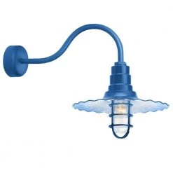 Radial Wave 18 in. Shade 23 in. Arm 1-Light Blue Clear Glass Lens Outdoor Wall Mount Sconce by Troy RLM