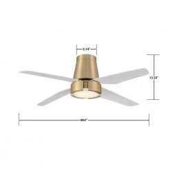 Hugh 52 in. LED Indoor Brushed Brass Ceiling Fan with White Blades by GLUCKSTEINELEMENTS -JAZAVA Sales Store brass glucksteinelements ceiling fans with lights 38710 hbc 4f 1000