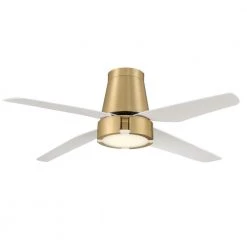 Hugh 52 in. LED Indoor Brushed Brass Ceiling Fan with White Blades by GLUCKSTEINELEMENTS