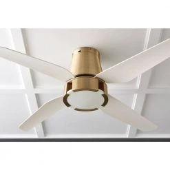 Hugh 52 in. LED Indoor Brushed Brass Ceiling Fan with White Blades by GLUCKSTEINELEMENTS -JAZAVA Sales Store brass glucksteinelements ceiling fans with lights 38710 hbc c3 1000