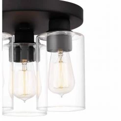 11 in. 3-Light Bronze Flush Mount Ceiling Light Fixture with Clear Glass Shade by JAZAVA 9 11 in. 3-Light Bronze Flush Mount Ceiling Light Fixture with Clear Glass Shade by JAZAVA -JAZAVA Sales Store bronze jazava flush mount lights hd10310dm 1f 1000