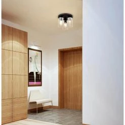 11 in. 3-Light Bronze Flush Mount Ceiling Light Fixture with Clear Glass Shade by JAZAVA 11 11 in. 3-Light Bronze Flush Mount Ceiling Light Fixture with Clear Glass Shade by JAZAVA -JAZAVA Sales Store bronze jazava flush mount lights hd10310dm 31 1000