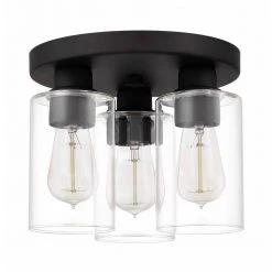 11 in. 3-Light Bronze Flush Mount Ceiling Light Fixture with Clear Glass Shade by JAZAVA 8 11 in. 3-Light Bronze Flush Mount Ceiling Light Fixture with Clear Glass Shade by JAZAVA -JAZAVA Sales Store bronze jazava flush mount lights hd10310dm 4f 1000