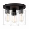 11 in. 3-Light Bronze Flush Mount Ceiling Light Fixture with Clear Glass Shade by JAZAVA