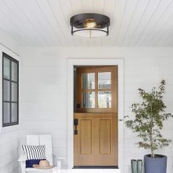 12 in. 2-Light Oil Rubbed Bronze Finish With Seeded Glass Shade Ceiling Flush Mount Light Fixture by JAZAVA -JAZAVA Sales Store bronze jazava flush mount lights hd4ftj22 f orb 1f 1000