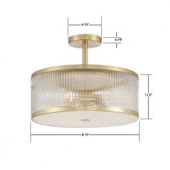 Ashbury 3-Light Brushed Brass Semi Flush Mount by GLUCKSTEINELEMENTS -JAZAVA Sales Store brushed brass glucksteinelements flush mount lights 38677 hbc 4f 1000