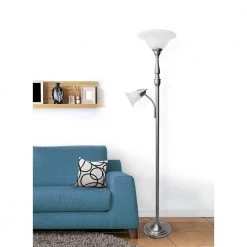 2-Light 71 in. Mother Daughter Brushed Nickel Floor Lamp with White Marble Glass Shade by Elegant Designs 13 2-Light 71 in. Mother Daughter Brushed Nickel Floor Lamp with White Marble Glass Shade by Elegant Designs -JAZAVA Sales Store brushed nickel elegant designs floor lamps lf2003 bsn 31 1000