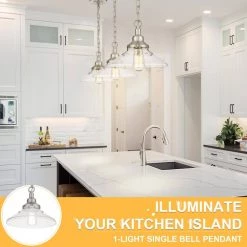 1-Light Brushed Nickel Finish Vintage Pendant Light with Glass Shade by JAZAVA -JAZAVA Sales Store brushed nickel finish jazava chandeliers hdpda1137 bnk 1f 1000