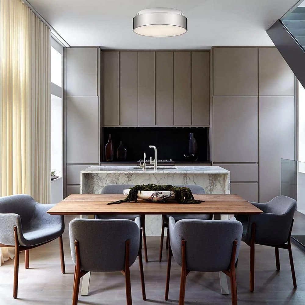 11.8 in. 2-Light Brushed Nickel Flush Mount Ceiling Light With Frosted Glass by JAZAVA 5 11.8 in. 2-Light Brushed Nickel Flush Mount Ceiling Light With Frosted Glass by JAZAVA - Image 5